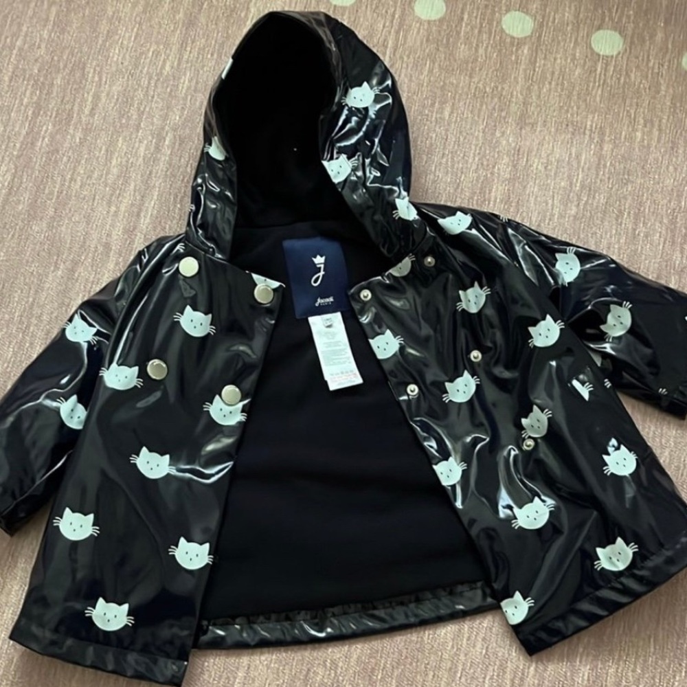 Jacadi Black Cat Print Raincoat